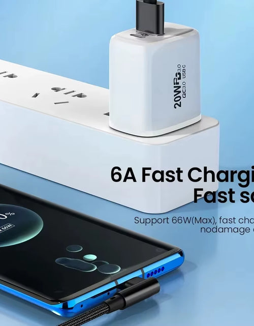 Load image into Gallery viewer, 66W 6A USB C 90° Right Angle Cable for Xiaomi Fast Charging Cord for Honor Huawei Oneplus Realme Angled Data Wire Nylon
