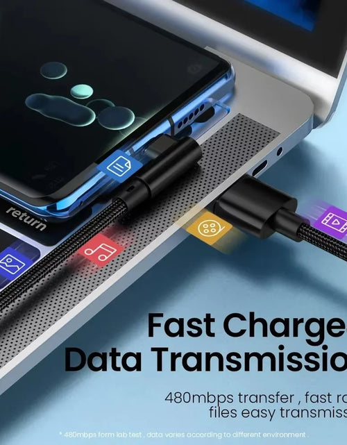 Load image into Gallery viewer, 66W 6A USB C 90° Right Angle Cable for Xiaomi Fast Charging Cord for Honor Huawei Oneplus Realme Angled Data Wire Nylon
