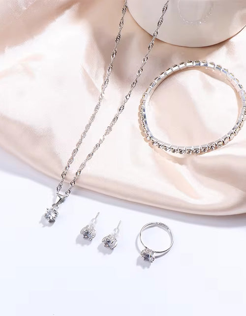 Load image into Gallery viewer, Luxury Women Ring Necklace Earrings Rhinestone Bracelet Female Casual Ladies Jewelry Set
