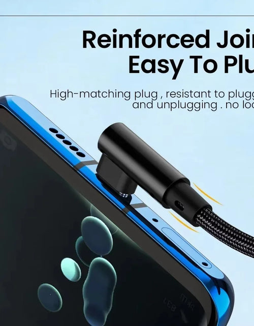 Load image into Gallery viewer, 66W 6A USB C 90° Right Angle Cable for Xiaomi Fast Charging Cord for Honor Huawei Oneplus Realme Angled Data Wire Nylon
