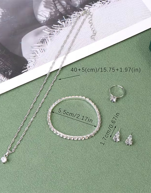 Load image into Gallery viewer, Luxury Women Ring Necklace Earrings Rhinestone Bracelet Female Casual Ladies Jewelry Set

