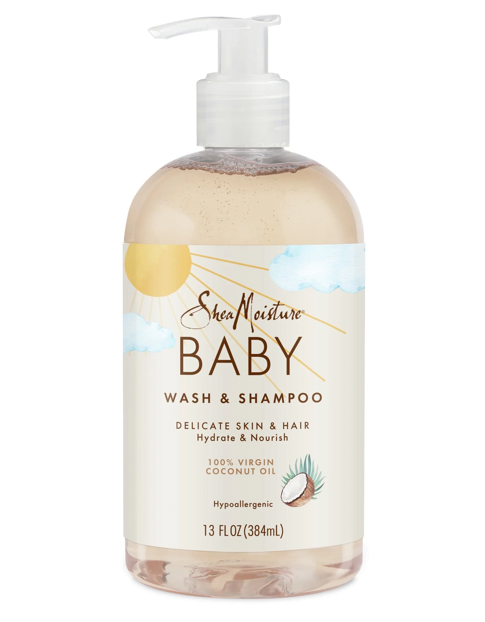 Baby Wash and Shampoo with 100% Virgin Coconut Oil, Sweet Pea & Murumuru, 13 Fl Oz