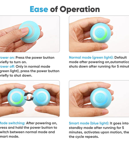 Interactive Cat Toys Ball Automatic Rolling & USB Rechargeable with LED Light for Indoor Playing, Green
