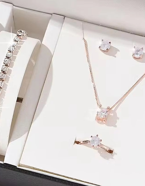 Load image into Gallery viewer, Luxury Women Ring Necklace Earrings Rhinestone Bracelet Female Casual Ladies Jewelry Set
