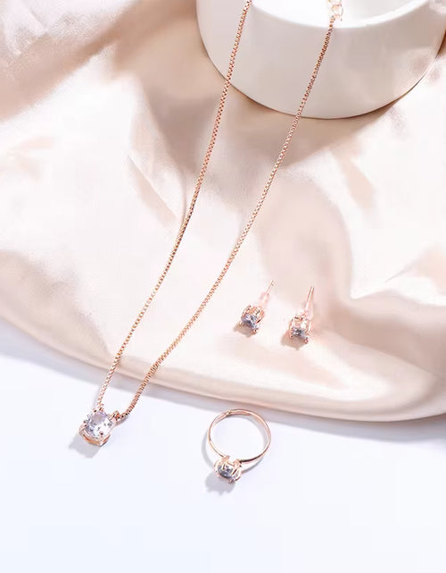 Load image into Gallery viewer, Luxury Women Ring Necklace Earrings Rhinestone Bracelet Female Casual Ladies Jewelry Set
