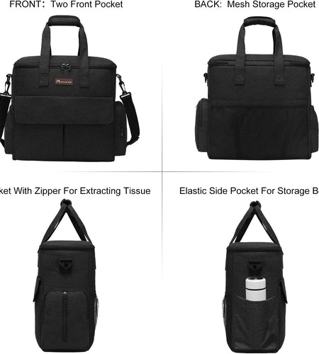 Dog Travel Bag by  - Dog Travel Kit for a Weekend Away Set Includes Pet Travel Bag Organizer for Accessories, 2 Collapsible Bowls, 2 Travel Food Container (Black)