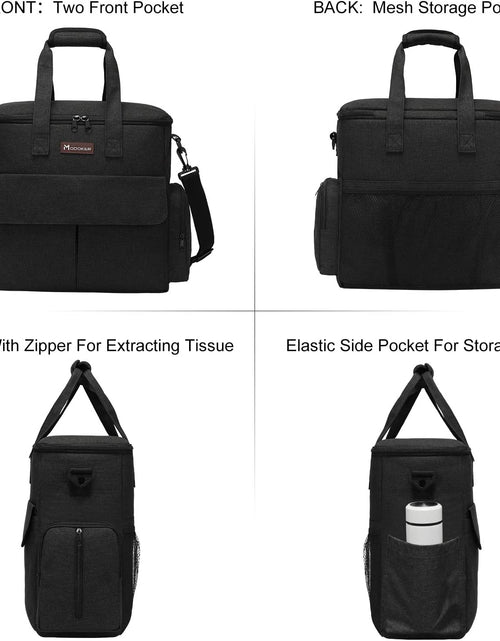 Load image into Gallery viewer, Dog Travel Bag by  - Dog Travel Kit for a Weekend Away Set Includes Pet Travel Bag Organizer for Accessories, 2 Collapsible Bowls, 2 Travel Food Container (Black)
