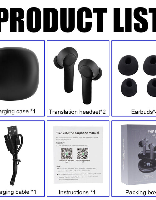 Load image into Gallery viewer, Translator Earbuds 144 Languages Real Time Online Offline Translation Earphones
