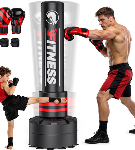 Indoor Freestanding Punching Bag for Adult Teens,70" -180Lbs Heavy Duty Fitness Training Bag with Suction Cup Base for MMA Muay Thai Fitness