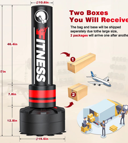 Indoor Freestanding Punching Bag for Adult Teens,70" -180Lbs Heavy Duty Fitness Training Bag with Suction Cup Base for MMA Muay Thai Fitness