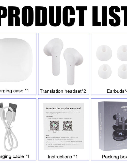 Load image into Gallery viewer, Translator Earbuds 144 Languages Real Time Online Offline Translation Earphones
