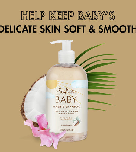 Baby Wash and Shampoo with 100% Virgin Coconut Oil, Sweet Pea & Murumuru, 13 Fl Oz